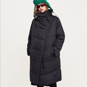 Zara wrap collar puffer jacket / coat black Xs $129